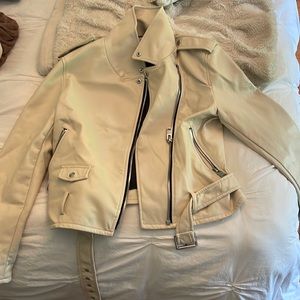 Mango white faux leather jacket